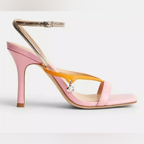 Coach Kali Women's Pink/Metallic Champagne/Orange Ankle Strap Heels- Size 10 - Picture 3 of 10
